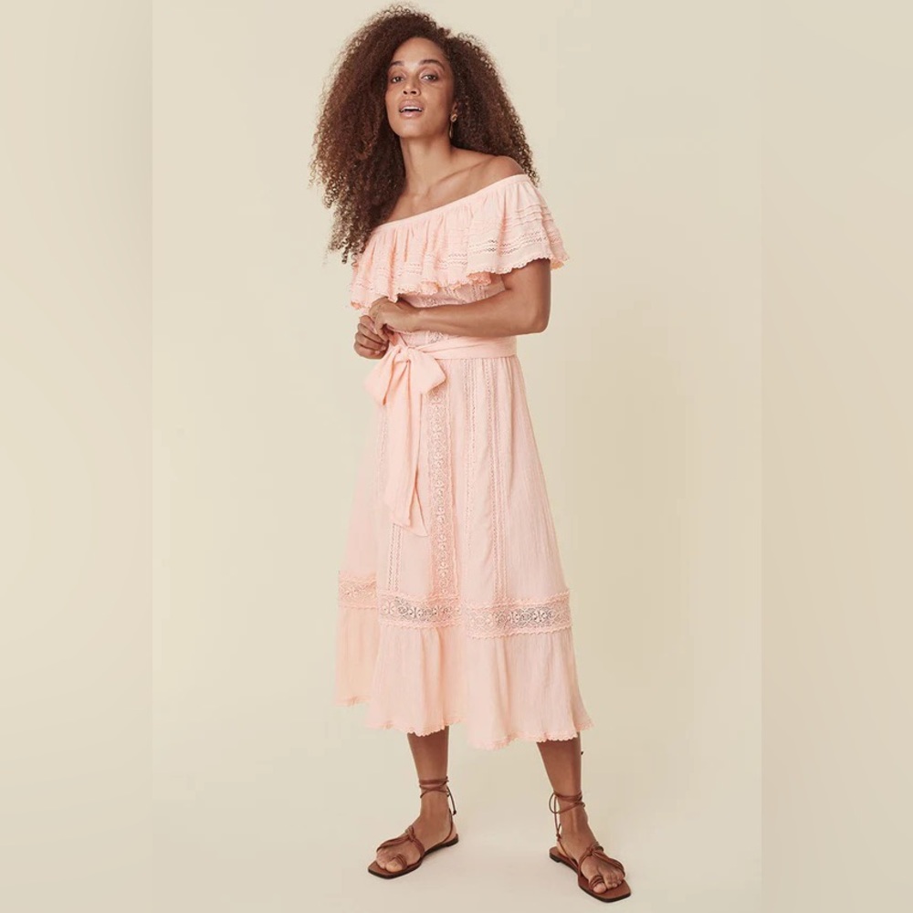 Free People X SPELL Cassie Lace gown in Petal Size XL - Picture 2 of 15